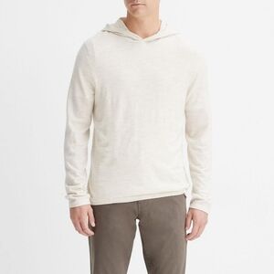 VINCE Featherweight Wool Cashmere Pullover Hoodie, Heather White, Men's Large